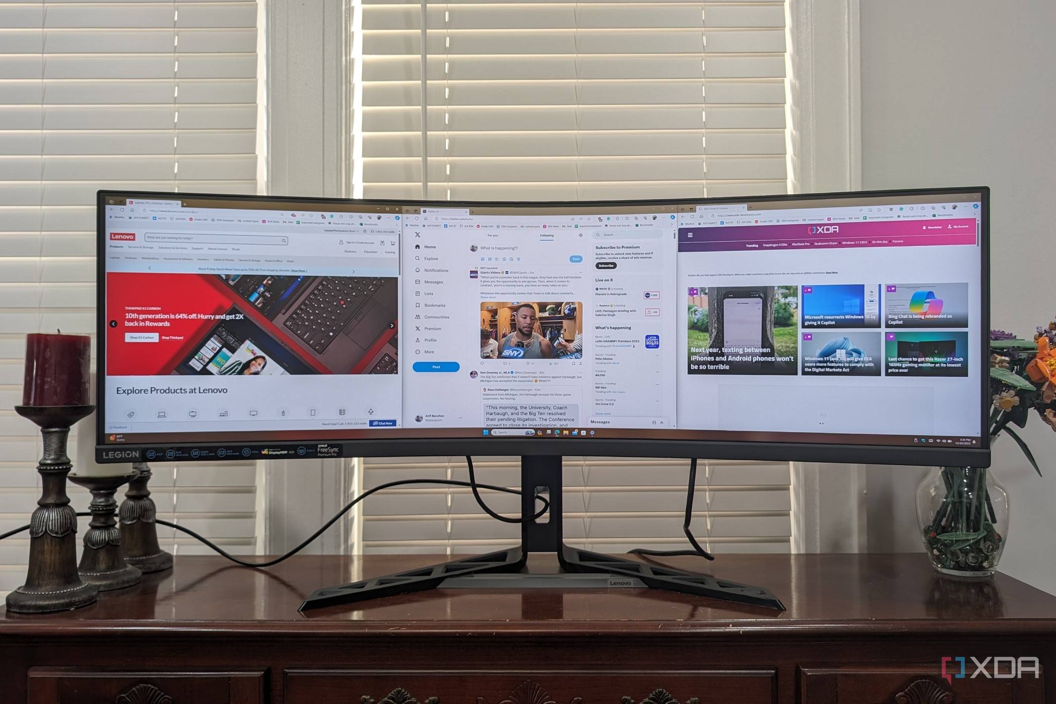Microsoft edge open on the Legion R45w-30 Monitor