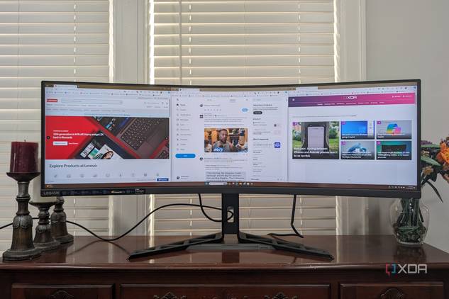 Microsoft edge open on the Legion R45w-30 Monitor