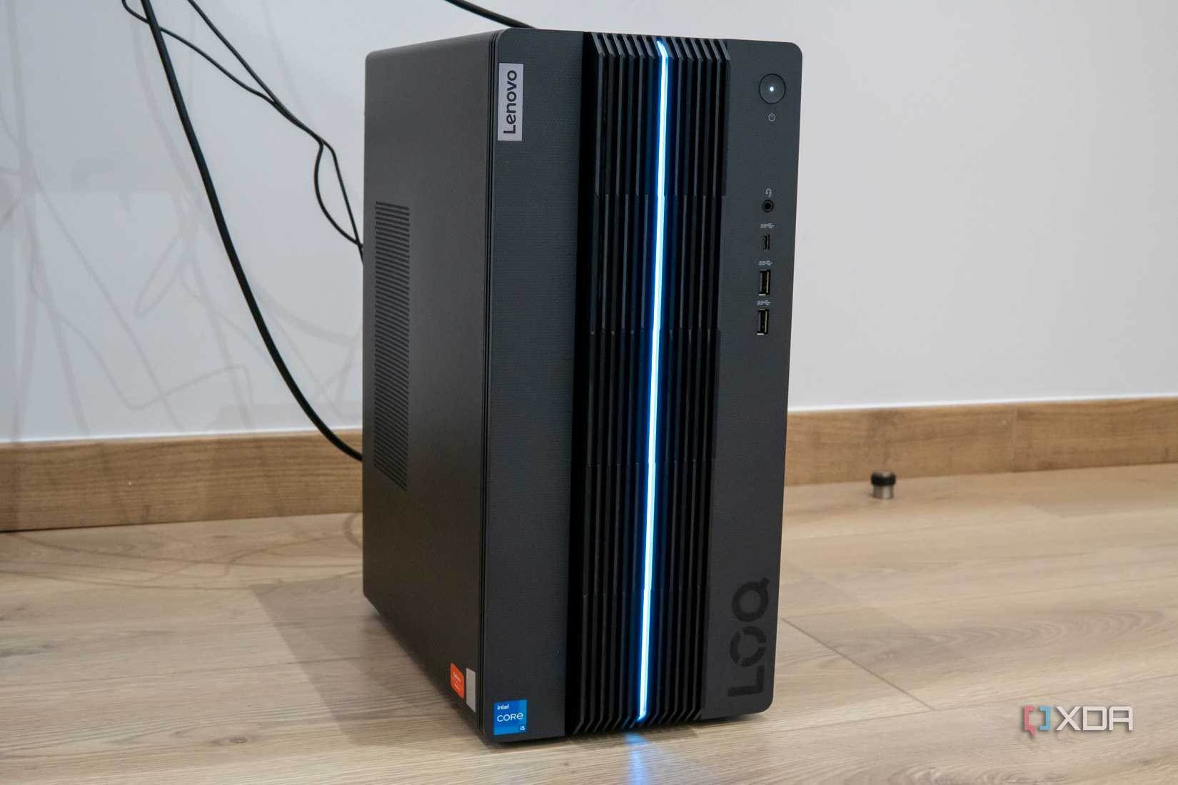 Angled front view of the Lenovo LOQ Tower 17