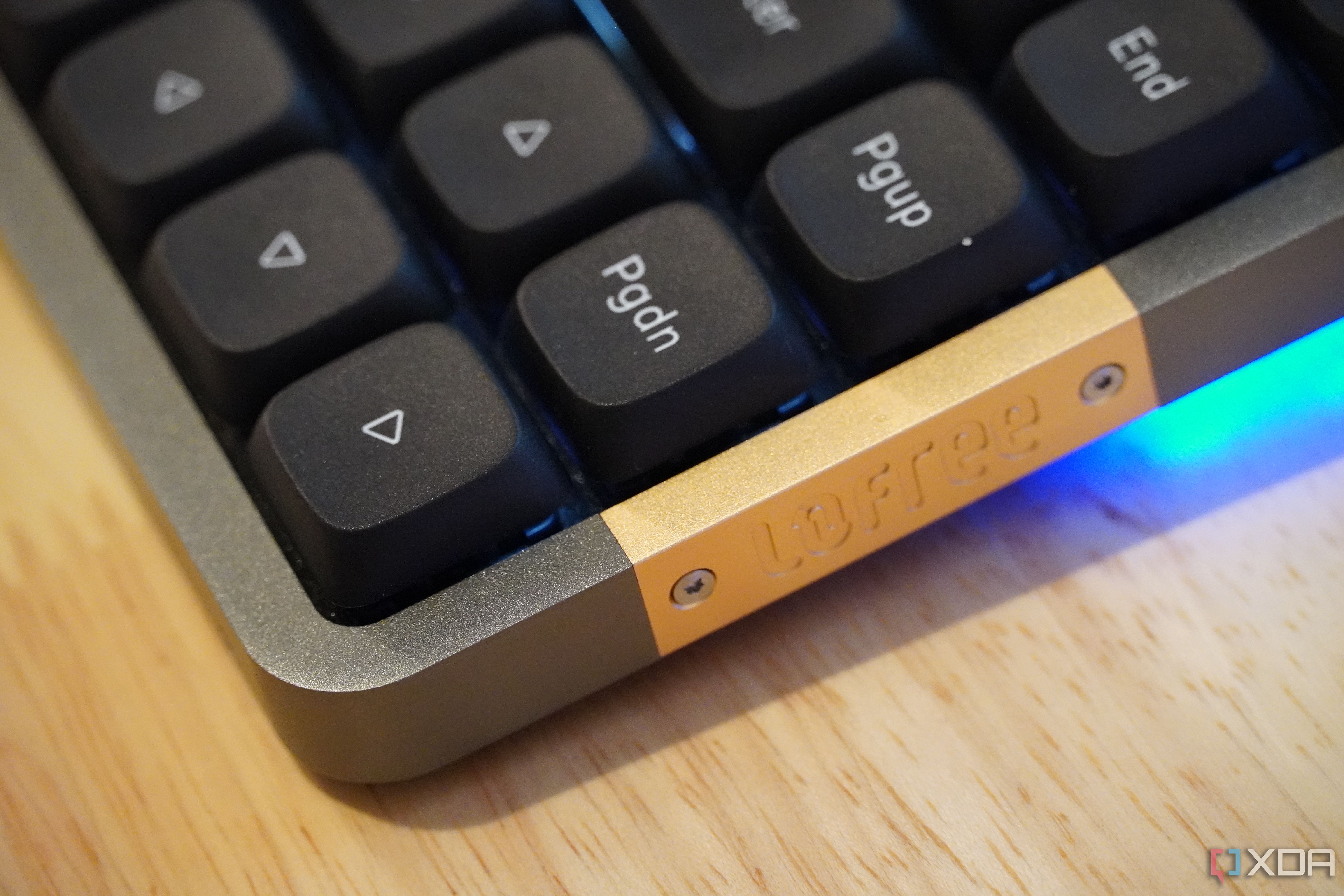The Lofree logo on the side of the Lofree Flow keyboard. 