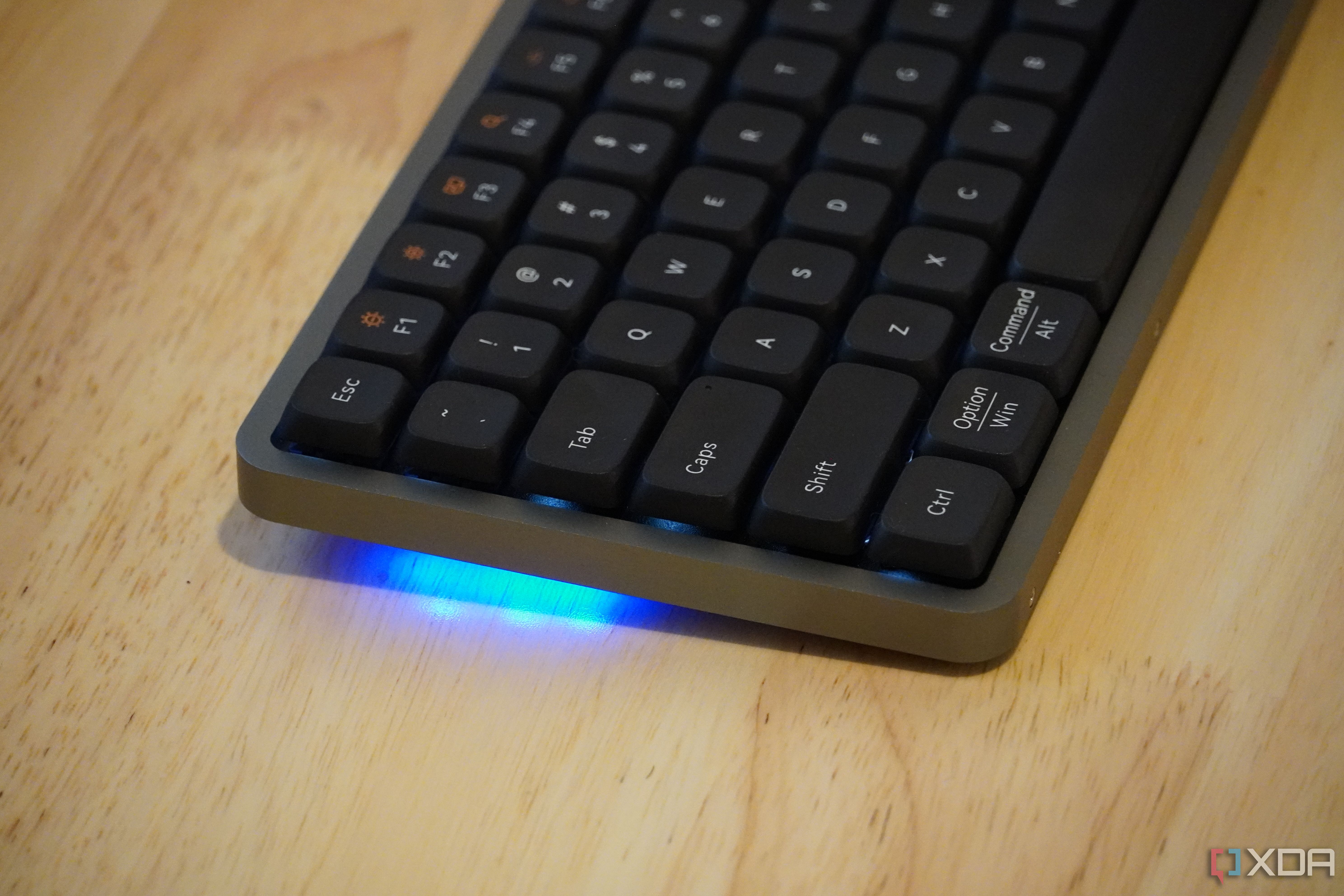 The RGB lighting on the side of the Lofree Flow.