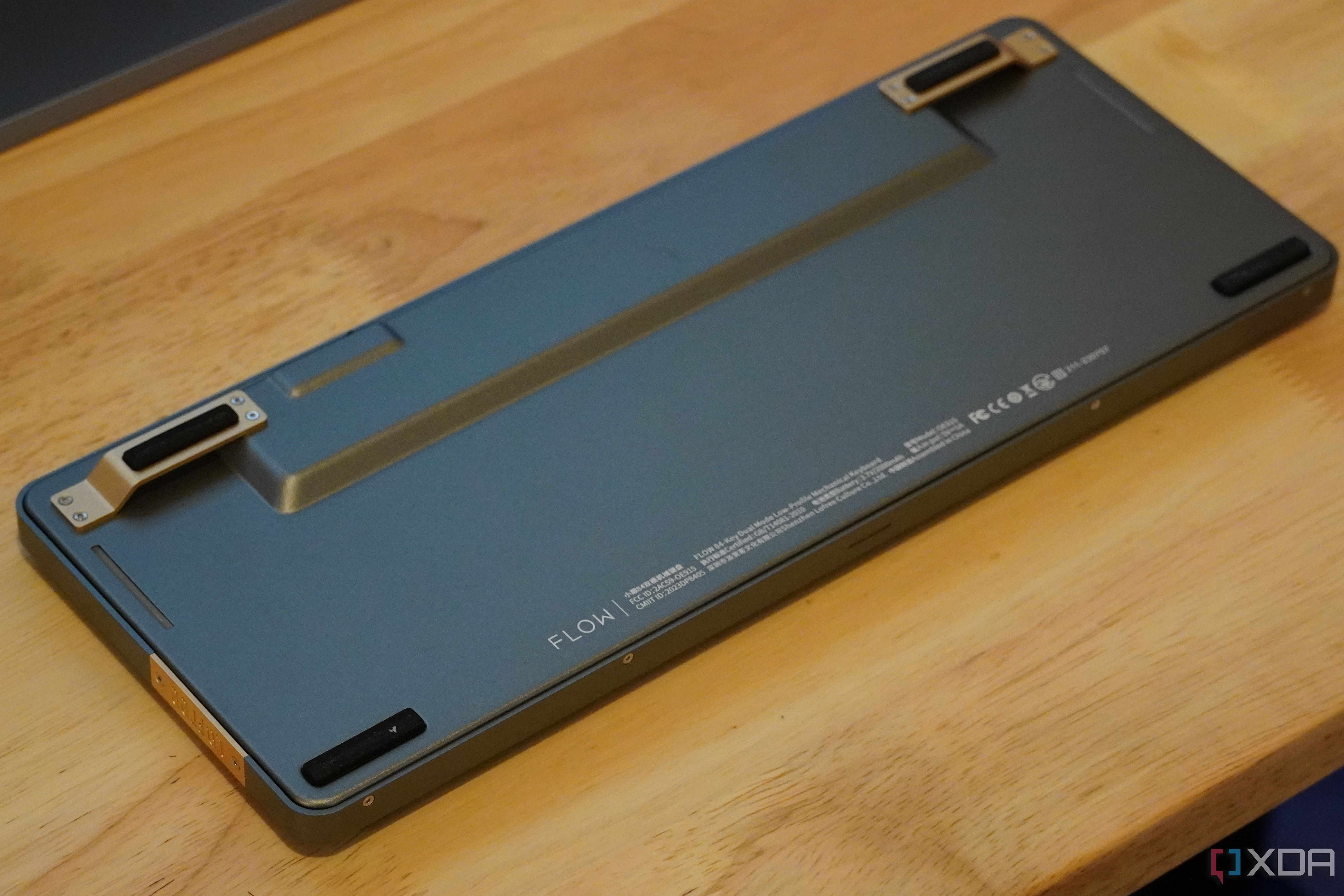 The bottom of the Lofree Flow Wireless Keyboard.