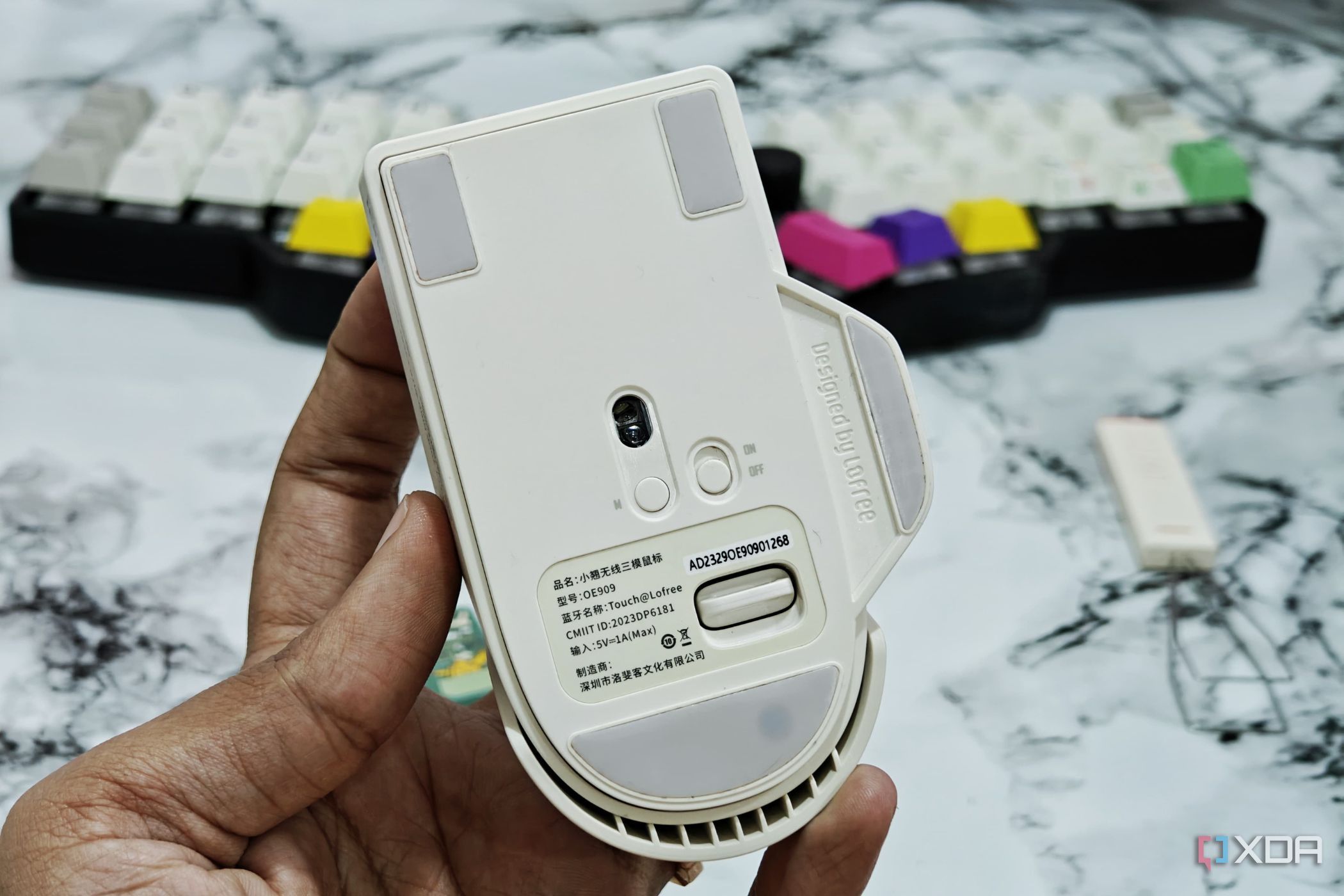 An image showning the bottom part of the Lofree pbt wireless mouse.