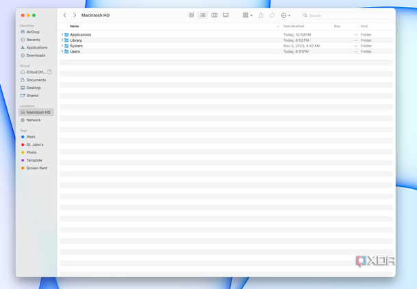 A file tree in Macintosh HD showing hidden files.