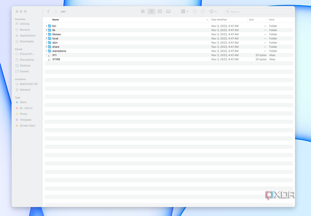A file tree in Macintosh HD showing hidden files.