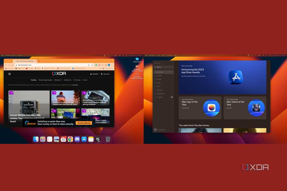 A screenshot showing two displays on mac using Nebula app.