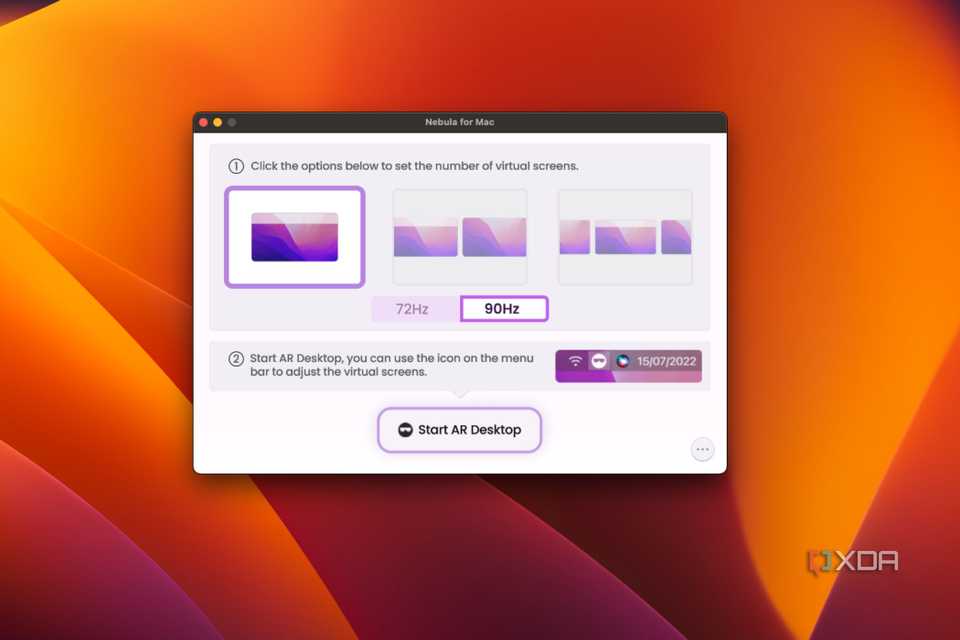 A screenshot showing the home page of the Nebula app on mac.