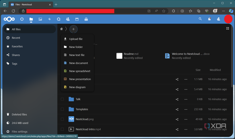 Nextcloud Office create new document