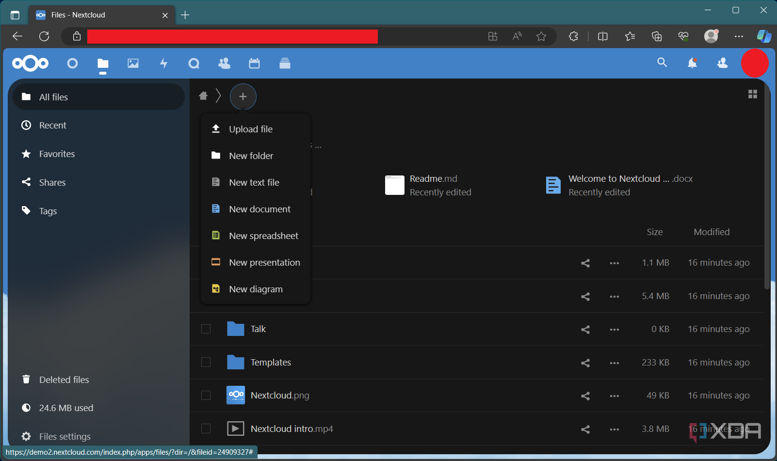 Nextcloud Office create new document