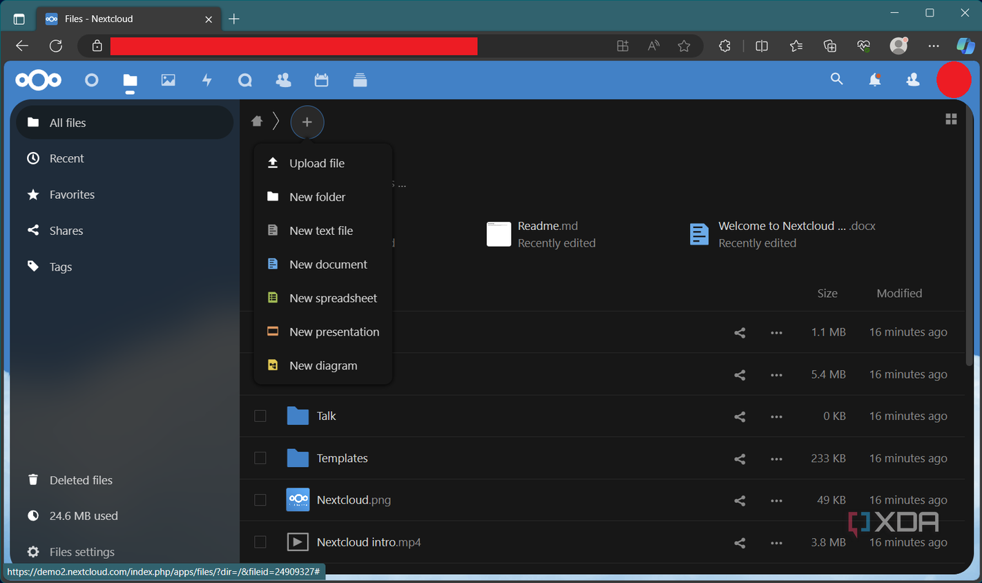 Nextcloud Office create new document