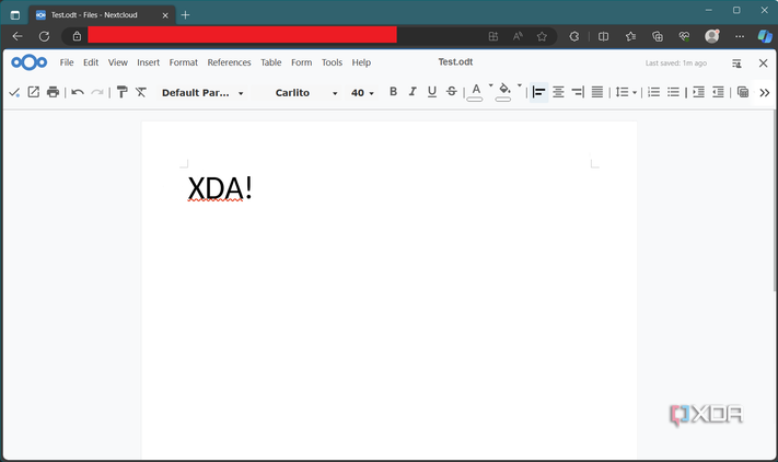 Nextcloud office test document with XDA text