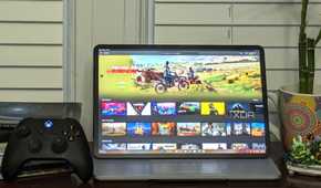 Nvidia GeForce Now Ultimate running on a laptop next to an xbox controller