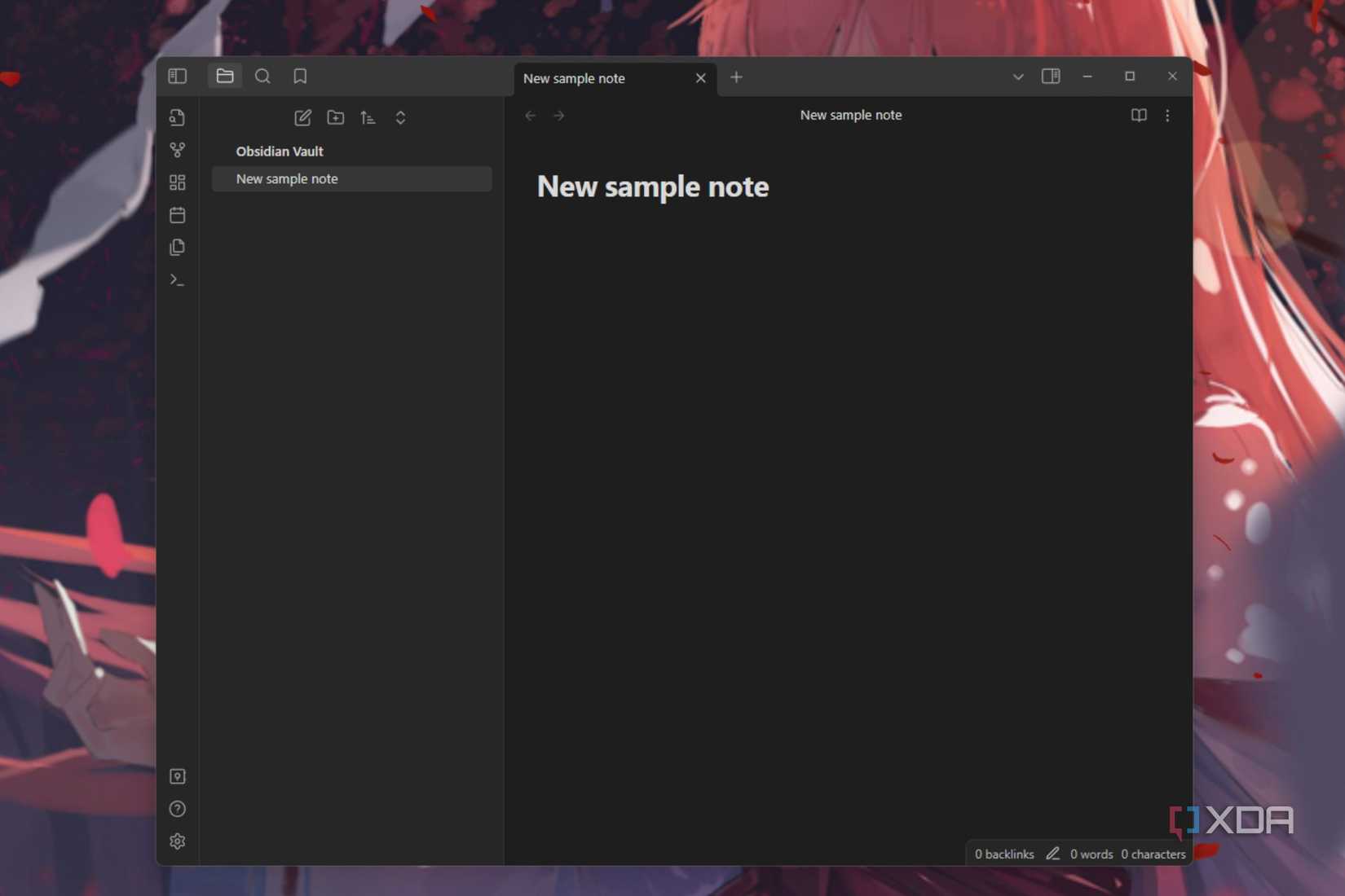 A screenshot showing the home page in Obsidian notes app in Windows.