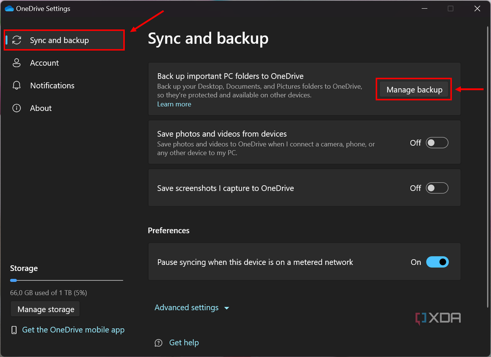 OneDrive screenshot backup settings windows 11