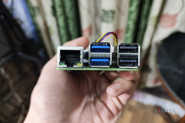 A side view of the Raspberry Pi 5