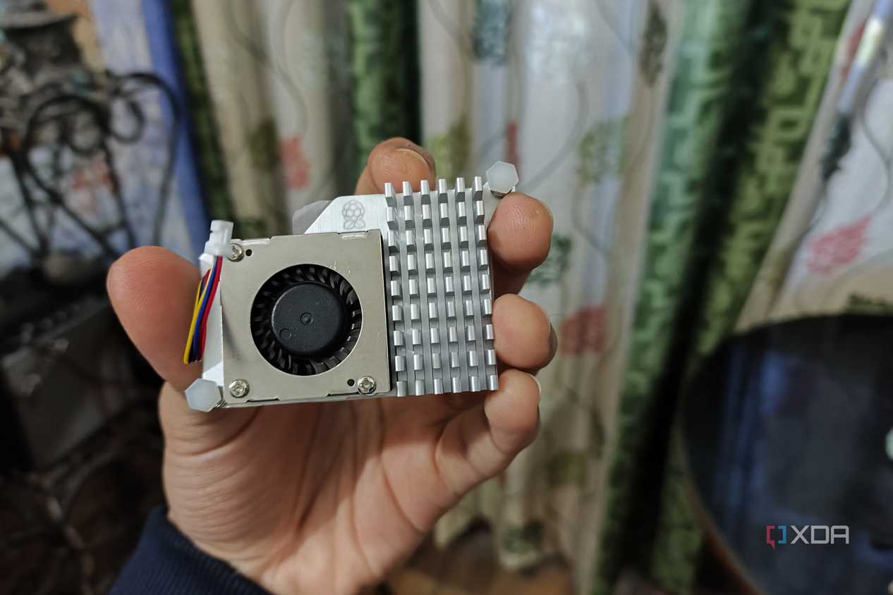 A lifestyle image of the Raspberry Pi Active Cooler