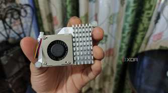 A lifestyle image of the Raspberry Pi Active Cooler