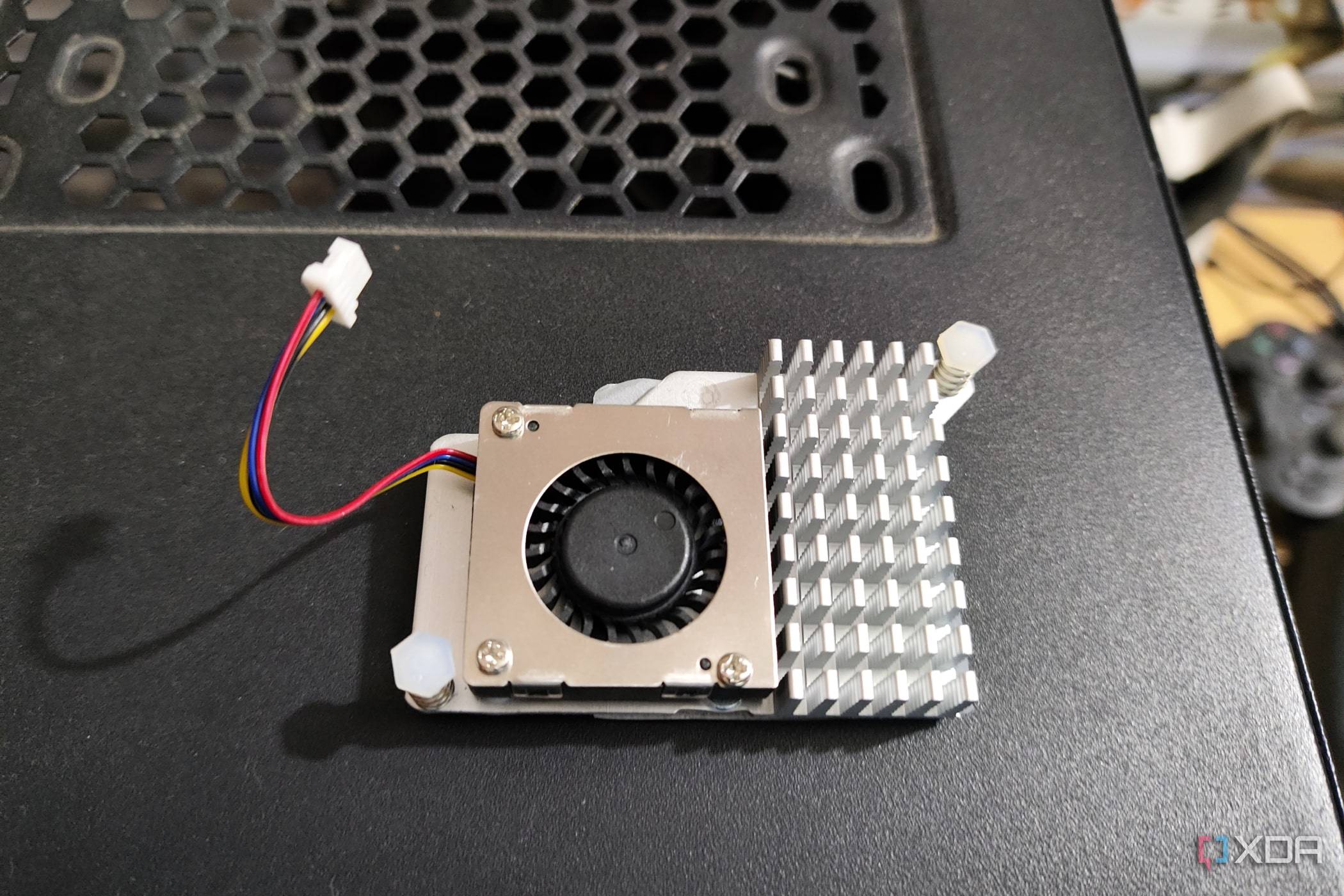 A lifestyle image of the Raspberry Pi Active Cooler