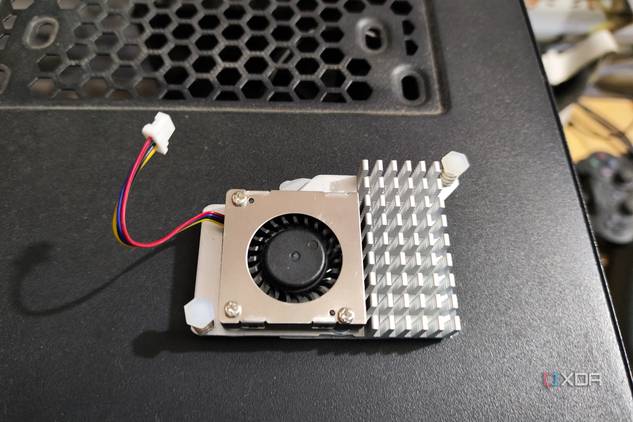 A lifestyle image of the Raspberry Pi Active Cooler