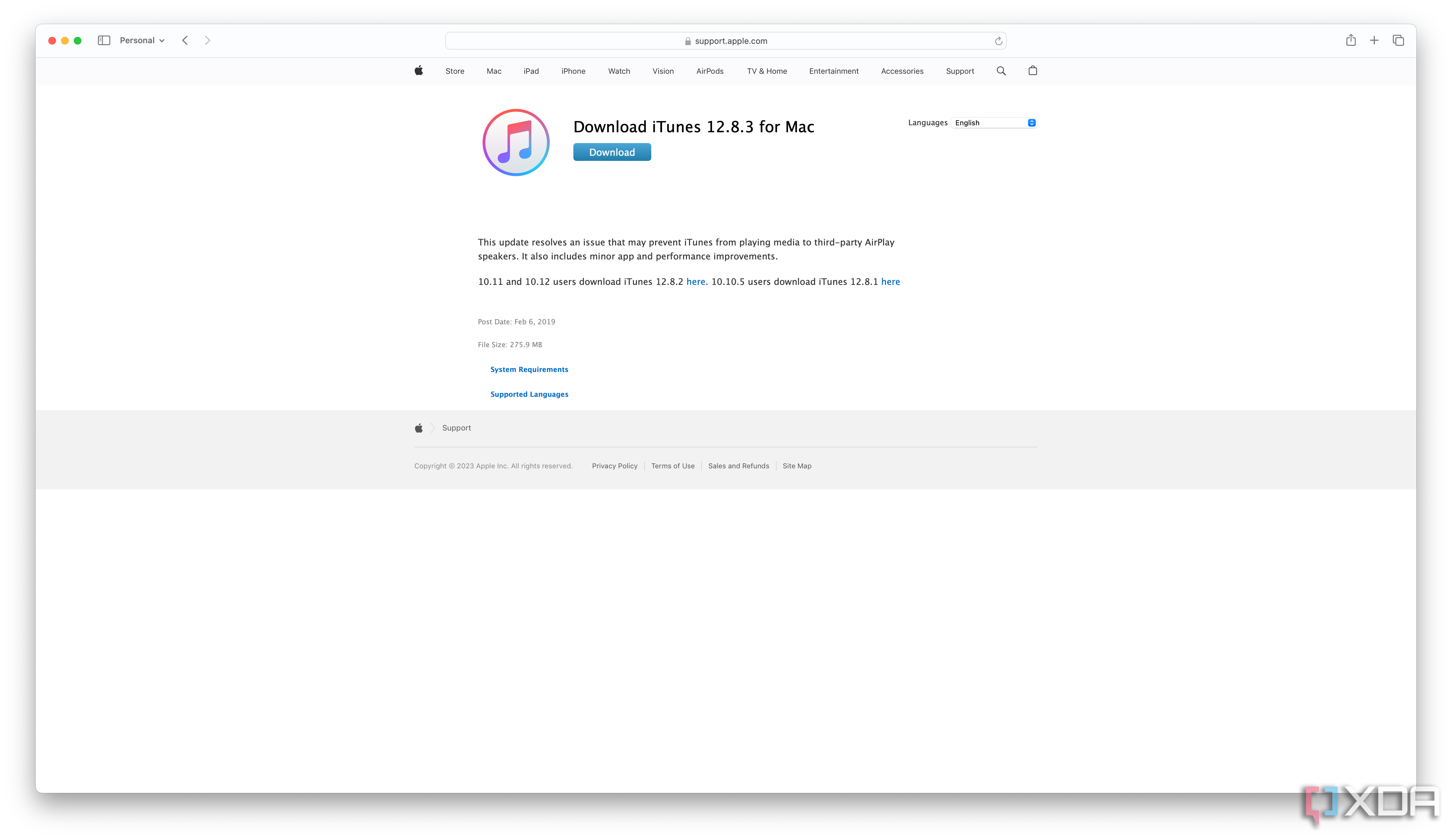 An Apple support page on Safari for Mac.
