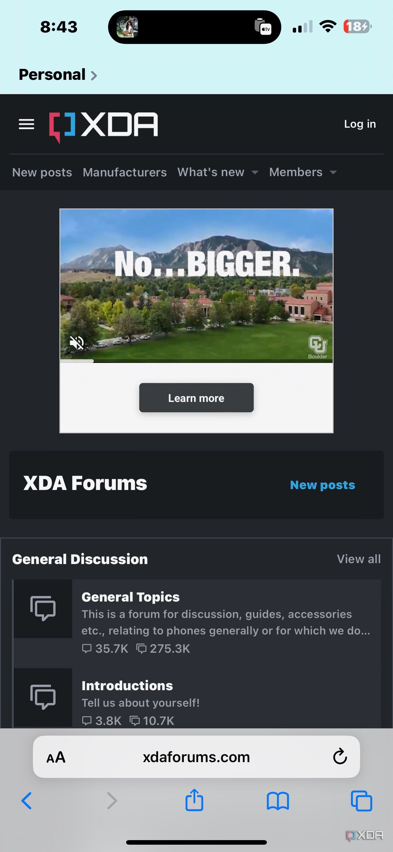 A shared tab on Safari for mobile.