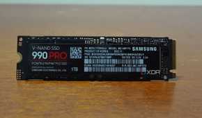 An image showing a Samsung 990 Pro SSD on a desk.