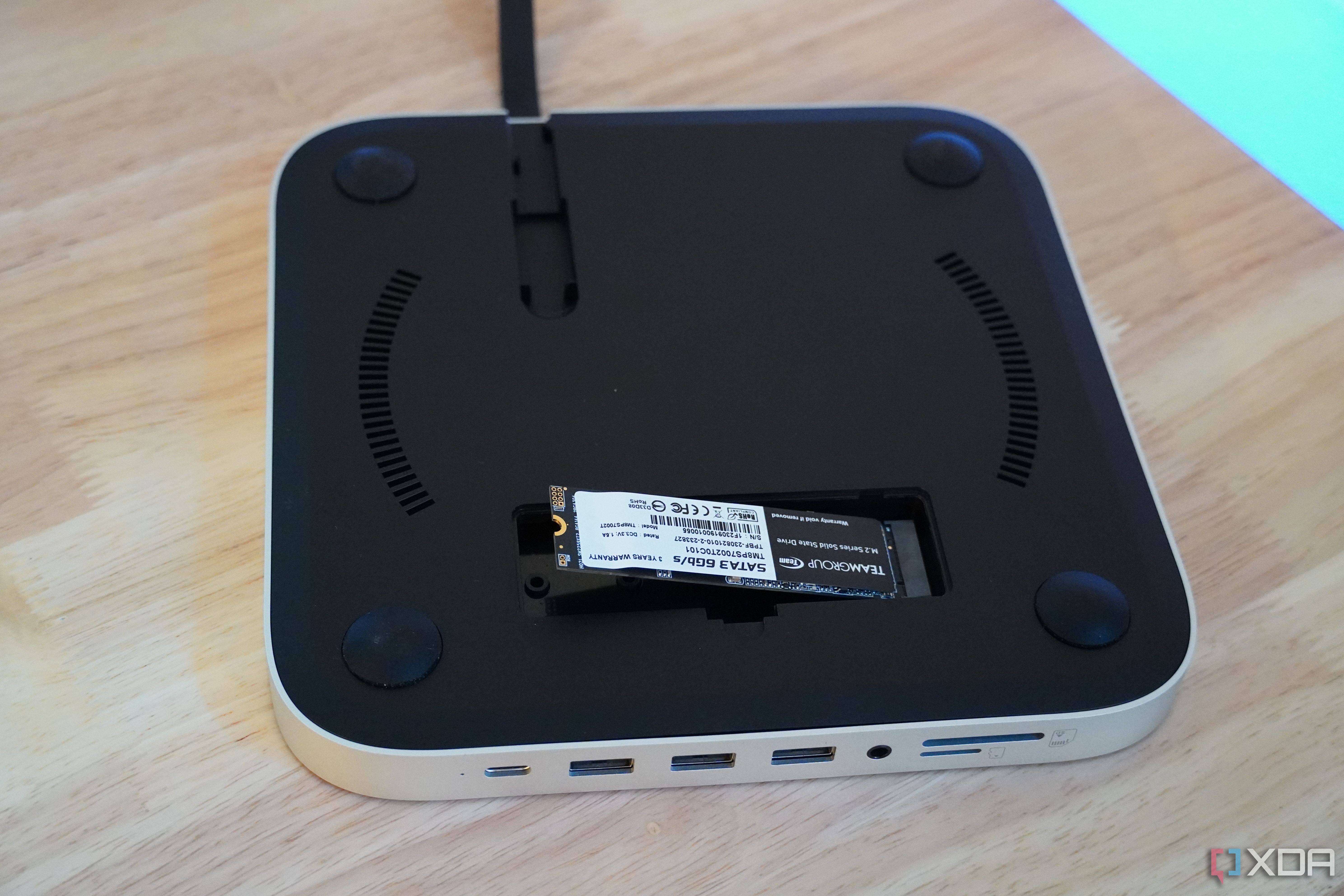 The SSD inserted in the dock.