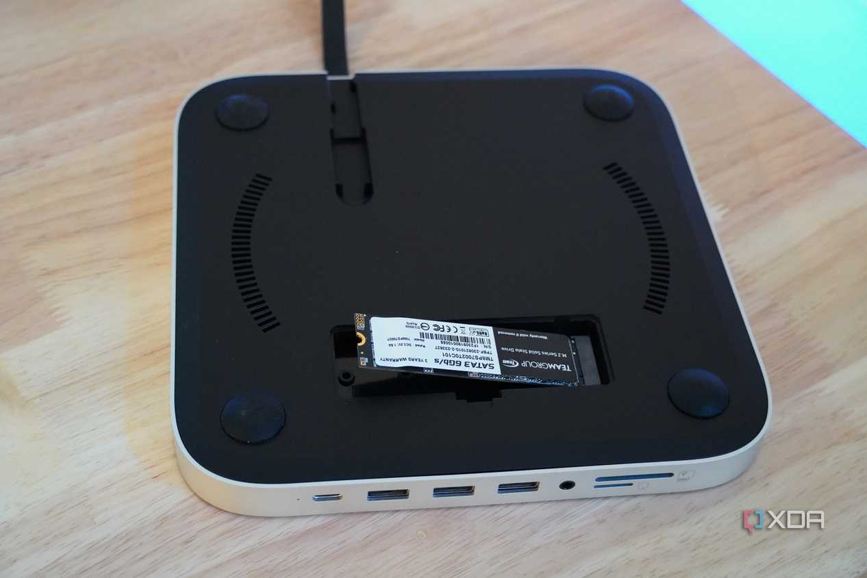 The SSD inserted in the dock.
