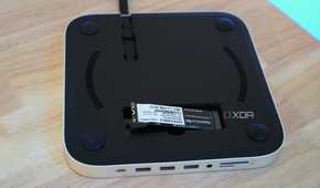 The SSD inserted in the dock.