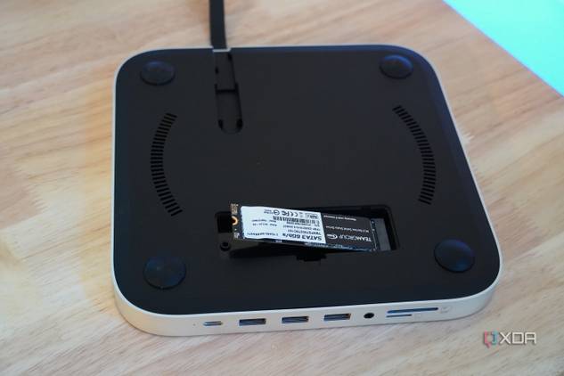 The SSD inserted in the dock.