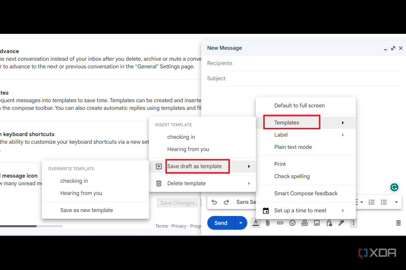 Saving new template when composing new email
