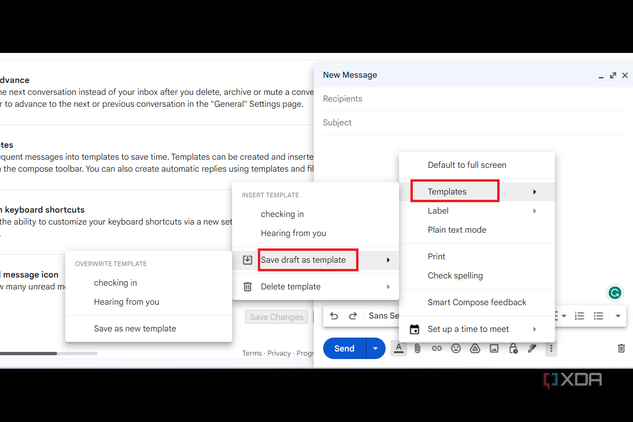 Saving new template when composing new email