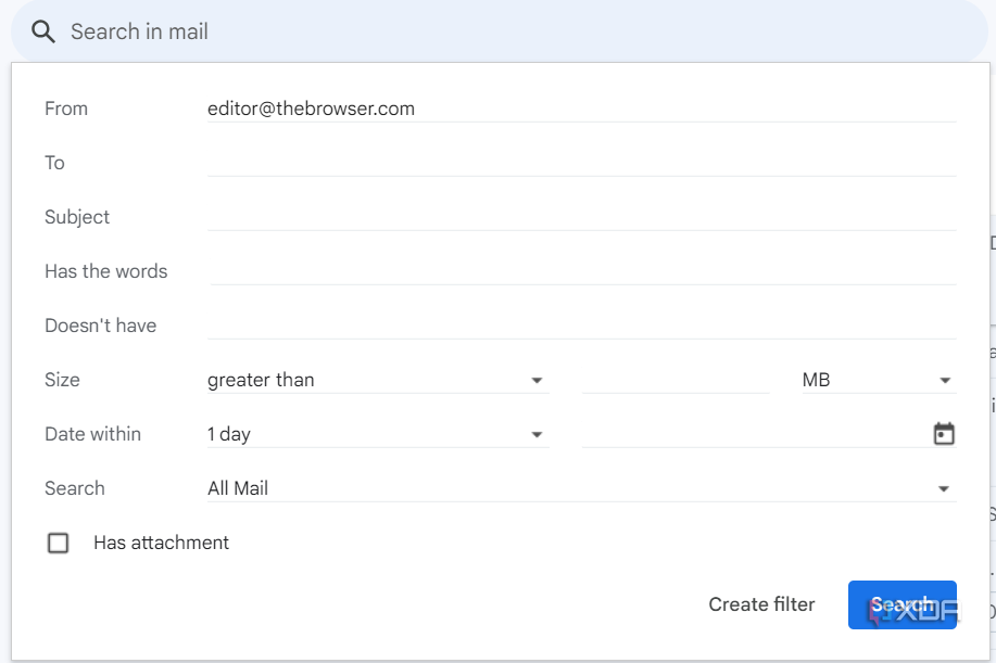 Filtering emails in Gmail