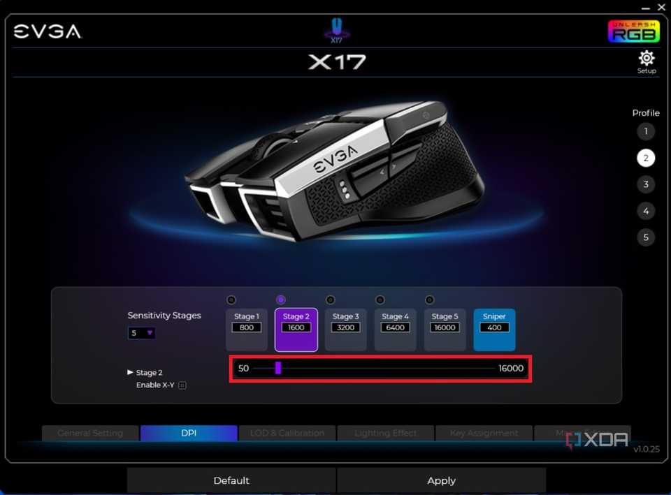 EVGA Unleash adjust mouse DPI setting