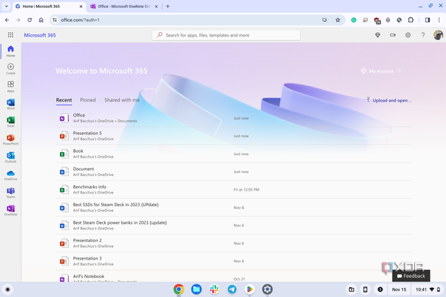 Microsoft 365 main page