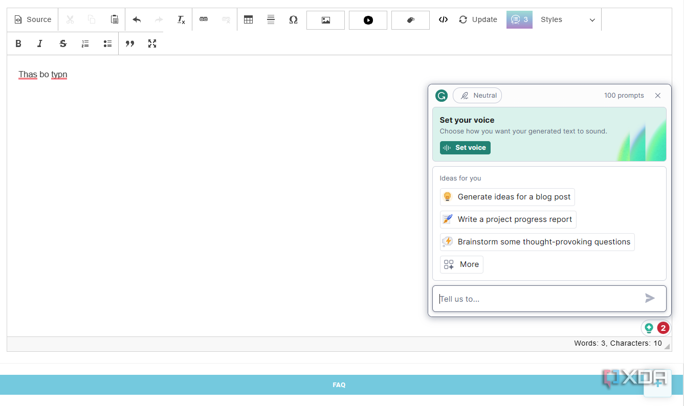 Grammarly main settings page