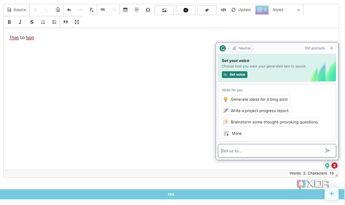 Grammarly main settings page