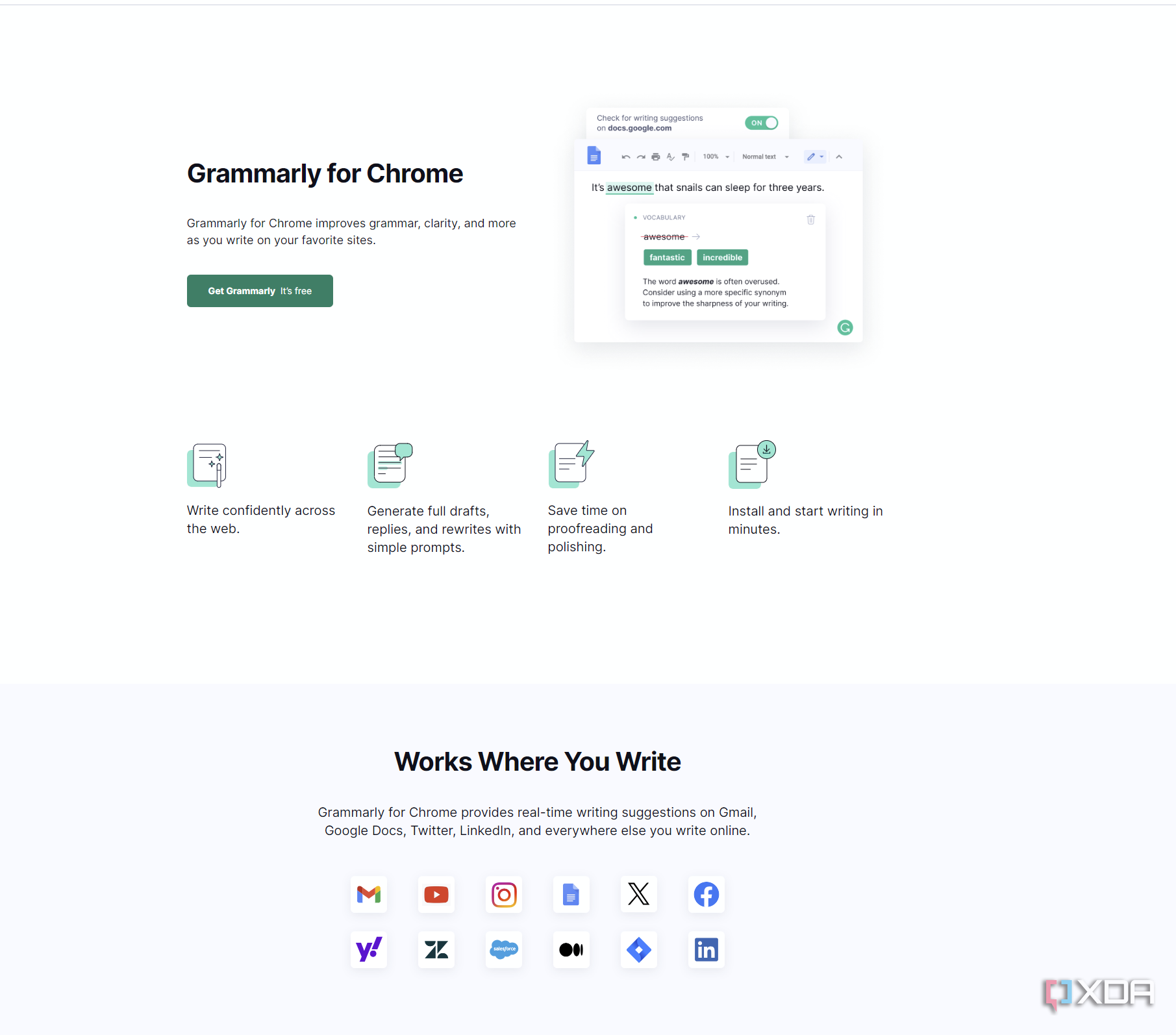 GRammaly for Chrome website
