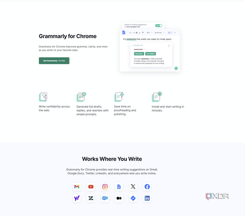 GRammaly for Chrome website