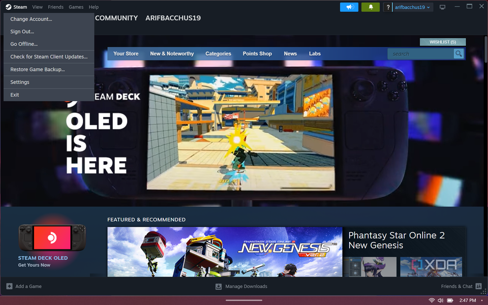 The Steam app on the Lenovo Legion Go
