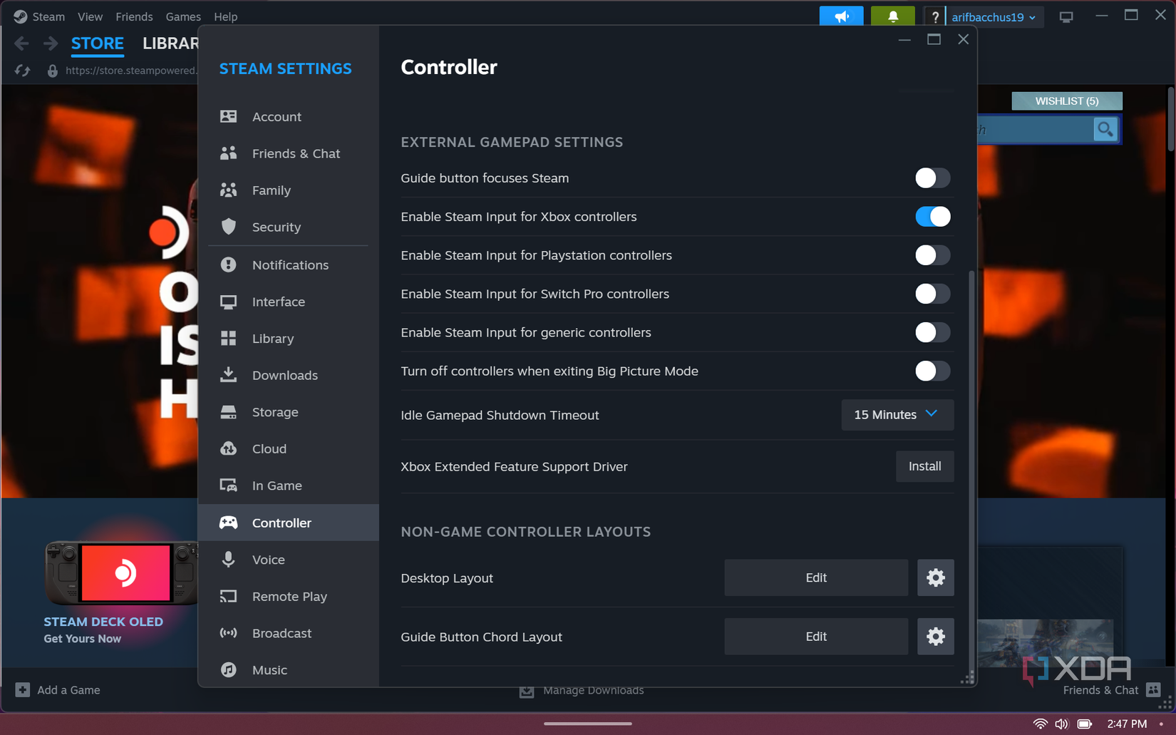 Desktop Controller layout in Steam