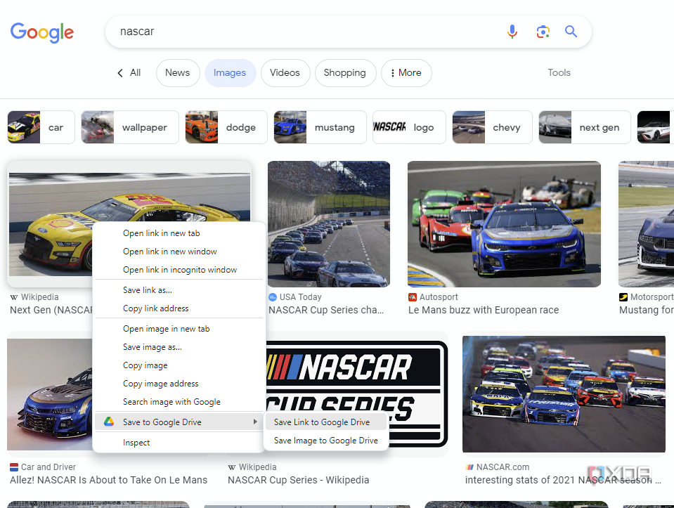 Saving an image using Save to Google Drive