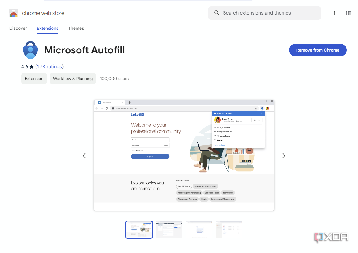 Microsoft Autofill in Google Chrome