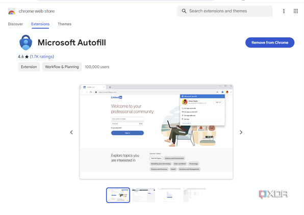 Microsoft Autofill in Google Chrome