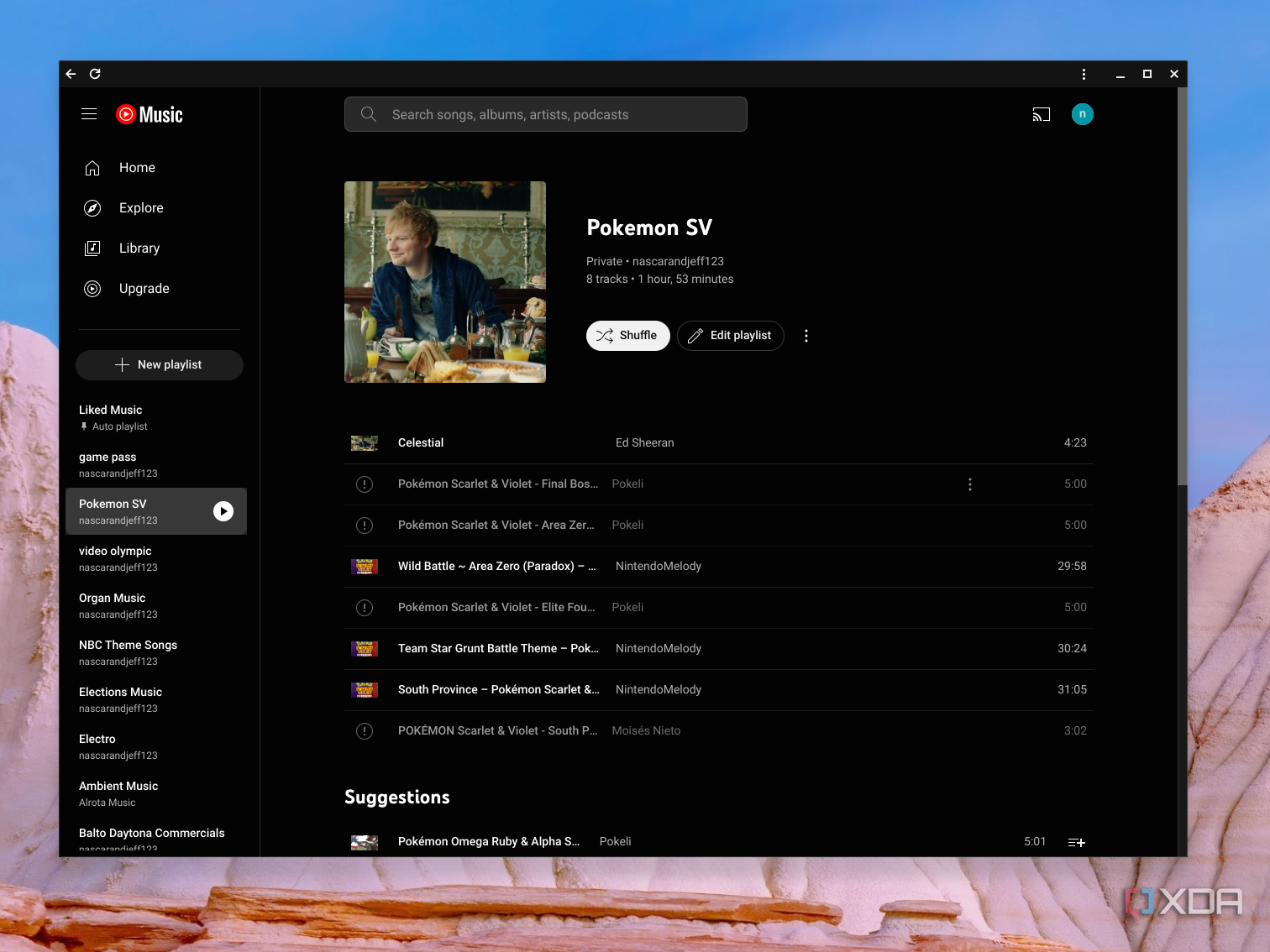 A playlist on YouTube Music