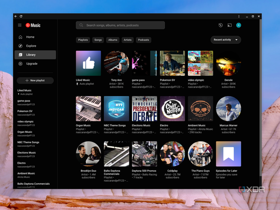 The Library page of YouTube music
