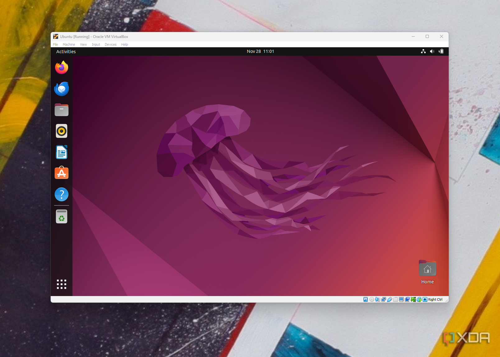Ubuntu running in a VirtualBox machine on WIndows 11
