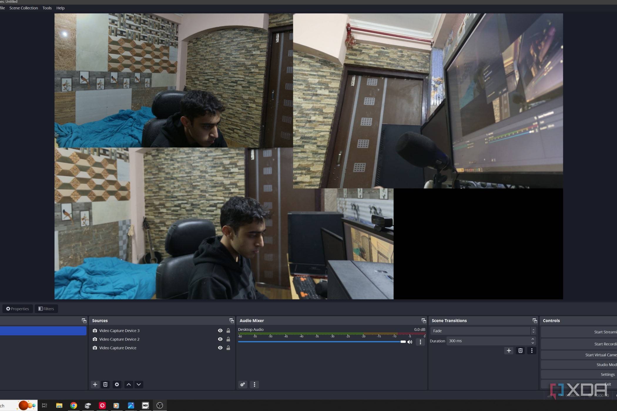 A screenshot of a system running three OBSBOT Tail Air webcams in NDI mode