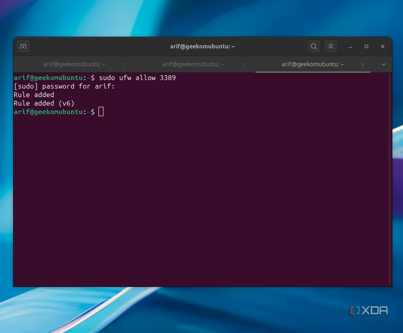 Enabling a port on Ubuntu