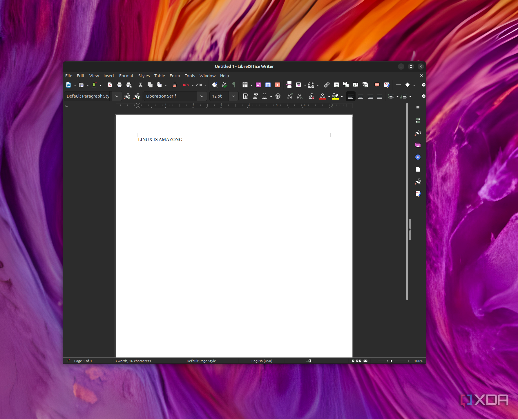 Creating a new document in LibreOffice